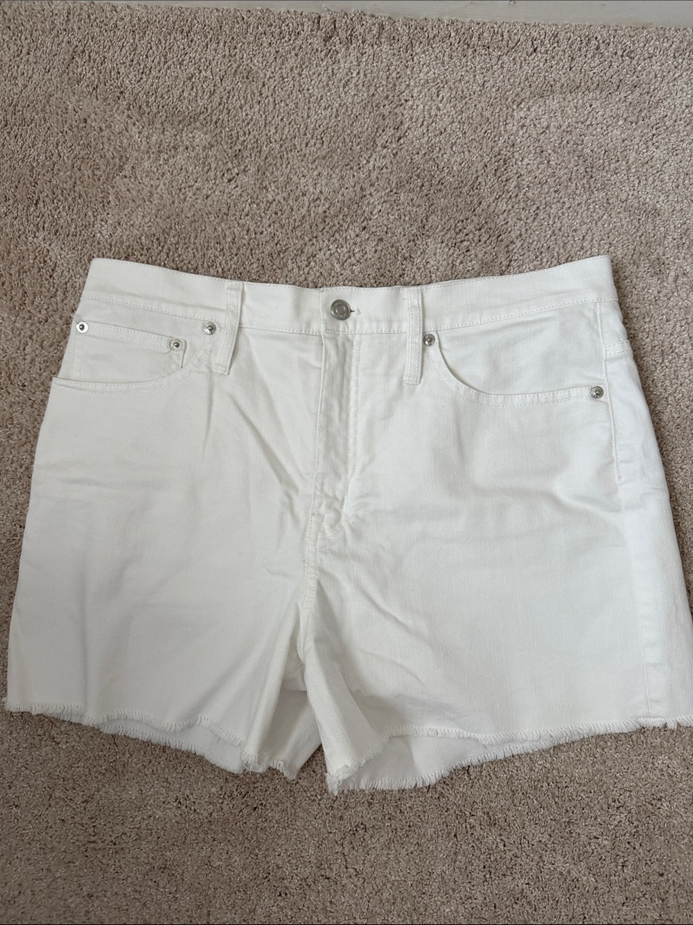 J. Crew White Denim Cutoff Shorts with Raw Hem